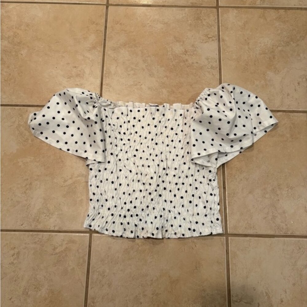 Elegant Off-Shoulder Polka Dot Blouse